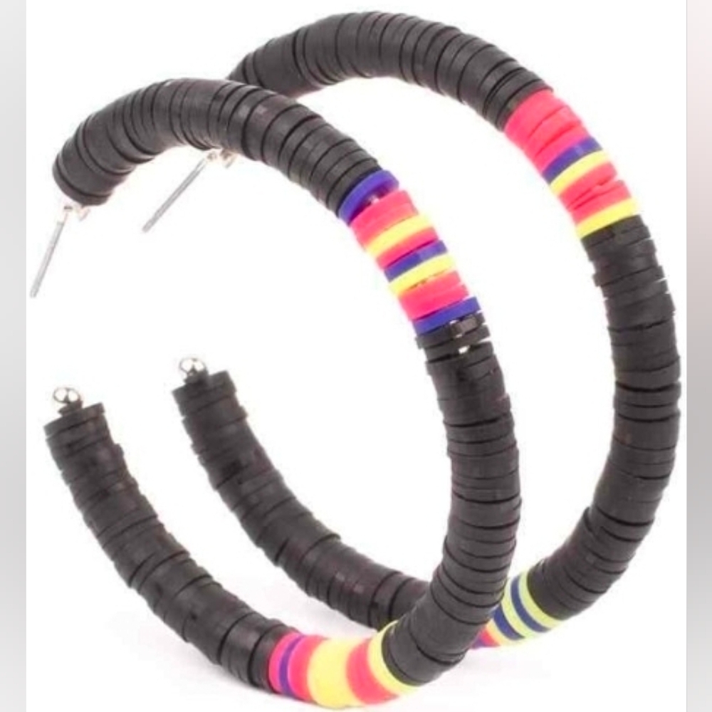 Paparazzi Black and Multicolor Hoop Earrings